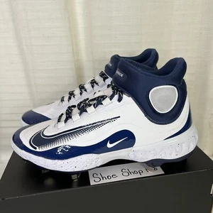 Nike Alpha Huarache Elite 4 Mid ‘Navy White Men Size 10.5 Baseball HQ1800-100 - Picture 1 of 7