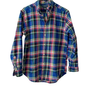 Ralph Lauren Boy’s Plaid Long Sleeve Button Down Shirt 100% Cotton Sz L  (14-16) - Picture 1 of 8