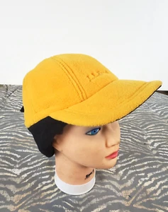 LL Bean Fleece Polartec Cap Hat Ear Flap Made in USA Mens Size S/M Yellow - Picture 1 of 9