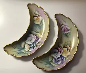 2 Schumann Arzberg Germany Bone Dishes ~ Signed, Hand Painted, Forget-Me-Not - Picture 1 of 16