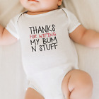Thanks For Wiping My Bum N Stuff Baby Grow Fun Baby Vest Newborn Babygrow