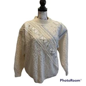 Vintage Streetwear  Bonnie and Bill Holly Sweater Size Large NWT Ivory Cosby - Picture 1 of 12