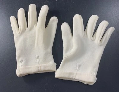 "Guantes de algodón blancos vintage para niños bordados de 5"" de largo" Foto 1 de 4