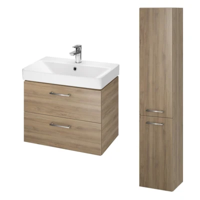 Badezimmermöbel Set Nussbaum Waschtischunterschrank 60cm & Hochhängeschrank 150 - Bild 1 von 4