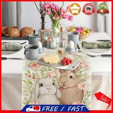 Easter Rabbit Rectangle Table Cloth Dining Tabletop Cover (Green Two Rabbits)