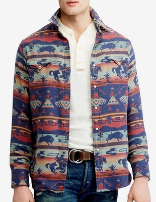 Ralph Lauren Polo Country Buffalo Cowboy Patchwork Aztec serape Western Shirt XL - Image 1 of 4