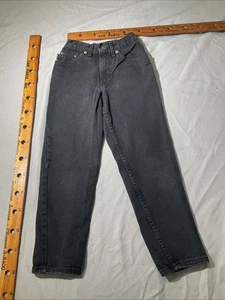 Chic Jeans Youth Girls Size 7 Black Denim Tapered Casual Pants USA Slim Ankle - Picture 1 of 14
