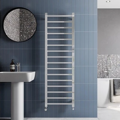 SOLARO Heated Towel Rail Radiator Wall Mounted Square Bar Ladder Chrome 1600 x 500mm