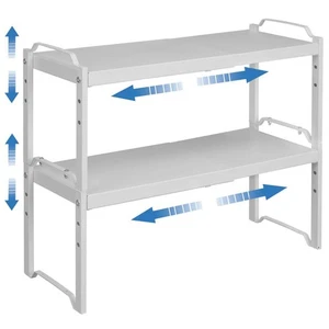 2 Stück Erweiterbar Küche Schrank Regale Organizer, Stapelbar Verstellbar Sm... - Bild 1 von 9