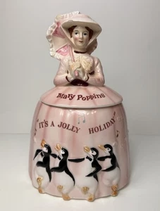 RARE 1964 Mary Poppins Cookie Jar Jolly Holiday Penguins Walt Disney Productions - Picture 1 of 24