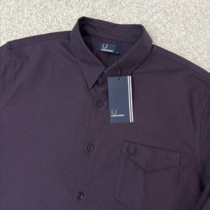 BNWT Fred Perry Oxford Striped Long Sleeve Shirt Rosewood Mens XL Extra Large - Picture 1 of 14
