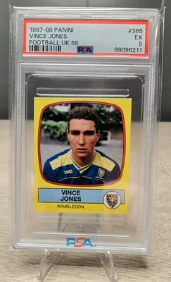 1987-88 Panini Football UK 88 #365 Vinnie Jones Rookie Sticker Card PSA 5 RC - Image 1 of 2
