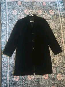 Hathaway Platinum Mens Wool Cashmere Overcoat 42S Black Dressy Classic Old Money - Picture 1 of 16