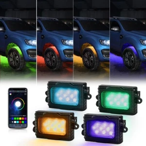 AUXBEAM Pickup Truck 4PCS RGB LED Rock Lights Wireless Music Chasing bluetooth - Foto 1 di 12