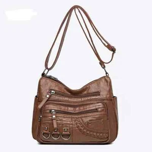 Women's Large Brown Soft Pu Leather Handbag Ladies Shoulder Cross Body Zip Bag - Picture 1 of 11