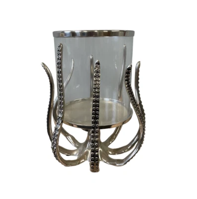 Loft1850 Large Silver Octopus Hurricane/Lantern/Candle Holder - Image 1 of 4