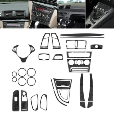 39PCS Carbon Fiber Full Kits Sticker Trim Set For BMW 1 Series E82 Accessories - Image 1 of 4