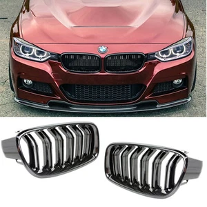 para BMW Serie 3 F30 F31 F35 Limo Touring riñones parrilla BRILLO NEGRO doble pasillo - Imagen 1 de 4
