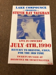 Stevie Ray Vaughan July 4 1990 Lake Compounce Cardstock Concert Poster 12x18 - Picture 1 of 3