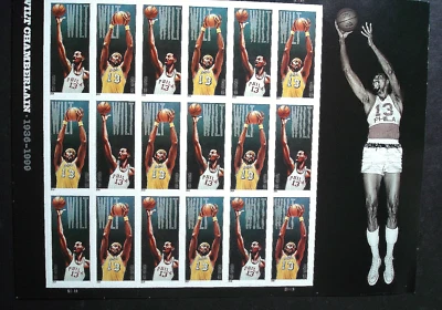 #4950 - #4951  Wilt Chamberlain Lakers Mint Sheet 18 Forever U.S. Mint NH Stamps - Image 1 of 2