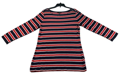 Blusa The Limited Feminina Tamanho Pequeno Azul Listrada Vermelha Manga 3/4 Elástica - Imagem 1 de 4