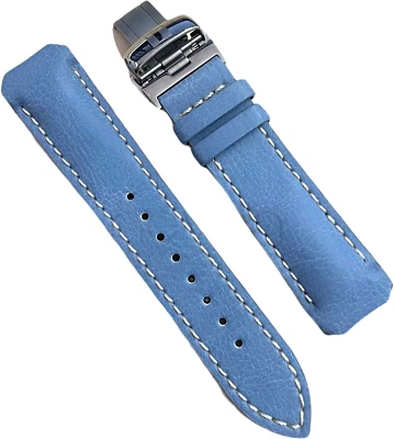 TISSOT - PULSERA - CIERRE PLEGABLE TITANIO - CUERO GENUINO - 20MM - AZUL - NOS Foto 1 de 4