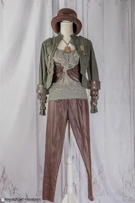 Military Steampunk Costume Ex-Small Ladies Olive Brown Festival Goth - Image 1 of 4