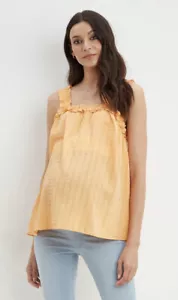 Ladies Maternity Orange Stripe Frill Cami Top Size 10 by Dorothy Perkins BNWT - Picture 1 of 2