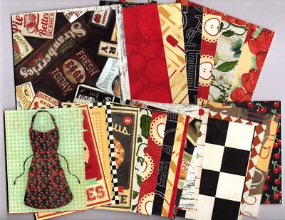 Bo Bunny KISS THE COOK (24) TARJETAS EFÍMERAS HECHAS A MANO 3x4 y 4x6 doble cara Foto 1 de 4