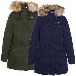Khujo Codish Parka Winterjacke Anorak Mantel Gefüttert Fellkragen Damen Oliv - Picture 1 of 11