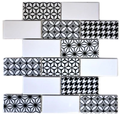 Mosaico Piastrella Ceramica Bianco Grigio Subway Misto Lucido WB26M-0103 1 Opaco - Image 1 of 4