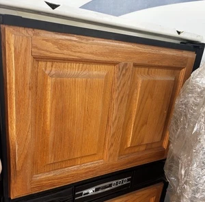 norcold freezerN821;811;621 ,RV Upper Door:Wood Panel, Handle Lock L - Used - Picture 1 of 2
