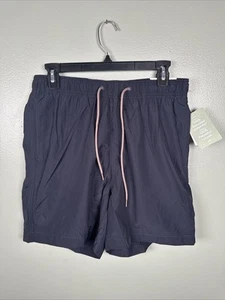 H&M Swimwear Navy Blue Men’s Size Medium Mid Length Swim Shorts Net Lined - Picture 1 of 11