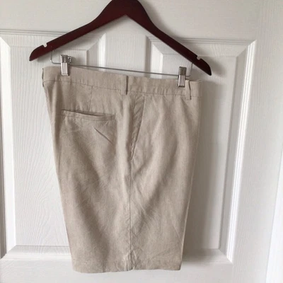Cubavera Hombres Pantalones Cortos de Lino 36 Marfil Golf Verano Informal Exterior Chinos Beige Tostado Foto 1 de 4