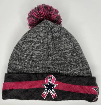 New Era Dallas Cowboys Concientización sobre el Cáncer de Mama Tejido Gorro Cinta Rosa NFL Foto 1 de 4