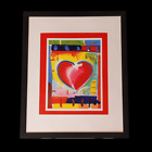 Peter Max Signed "Heart" Vintage Print New 11x14 Frame