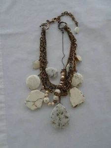 Chico's 9" Beaded Necklace With White Glass Stones 4 Strand - Picture 1 of 2