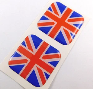 Great Britain brittish flag Square Domed Decal car bike gel stickers 1.5" 2pc - Imagen 1 de 2