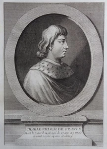 Gravure Etching Portrait Charles VIII Roi de France Eisen - Imagen 1 de 2