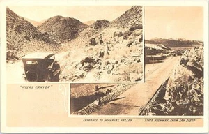 California RPPC Myers Canyon & Imperial Valley entrance on San Diego Hwy 1910s - Picture 1 of 2