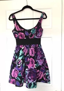 Necessary Objects Women's Sleeveless Floral Pink Purple Black Dress Size Small - Picture 1 of 5