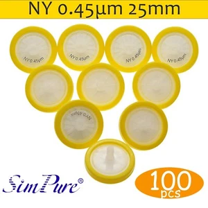 100pcs Non-Sterile Nylon (NY)Membrane Syringe Filters OD=25mm 0.45μm Pore Size - Picture 1 of 11