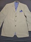 J. Ferrar Blazer Suit Jacket Mens 46 Long Modern 3 Button Front Ventless Cream 