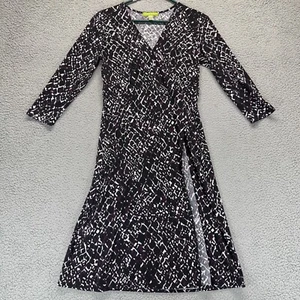 Sigrid Olsen Womens Wrap Style Dress Black White Purple Abstract Print Size S - Picture 1 of 10