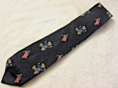Rare Polo Ralph Lauren Vintage Teddy Bear American Flag Patriotic Boy's Neck Tie - Image 1 of 4