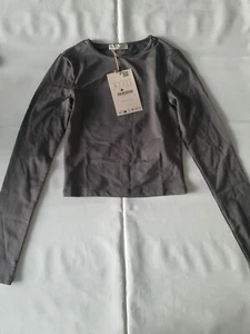 Stradivarius Size S Long Sleeve Polyamide Tshirt Grey - Picture 1 of 5