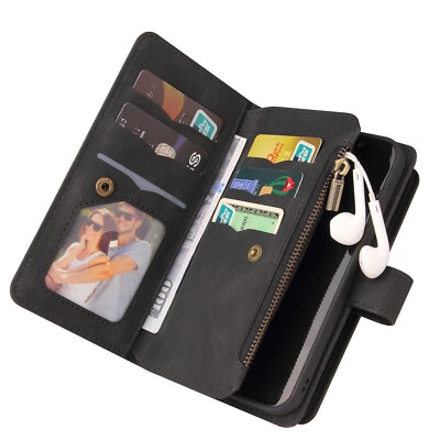 For Google Pixel 6 6 Pro Zipper Luxury Leather Flip Wallet Case Phone Case Cover - Image 1 of 4