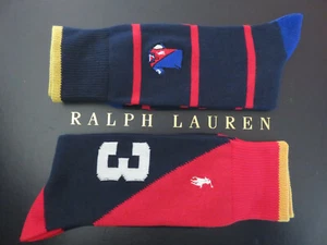 Polo RALPH LAUREN Men's Socks Riding Jersey Jockey Shirt Pony Striped Set of 2 - Picture 1 of 6