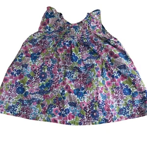 Peek Little Peanut Smocked Floral Sundress Girl size 6 - 12m Retro Pink Blue Red - Picture 1 of 8