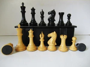 VINTAGE-MODERN CHESS SET CLUB STAUNTON PATTERN K105mm AND CHESS BOX - Picture 1 of 24